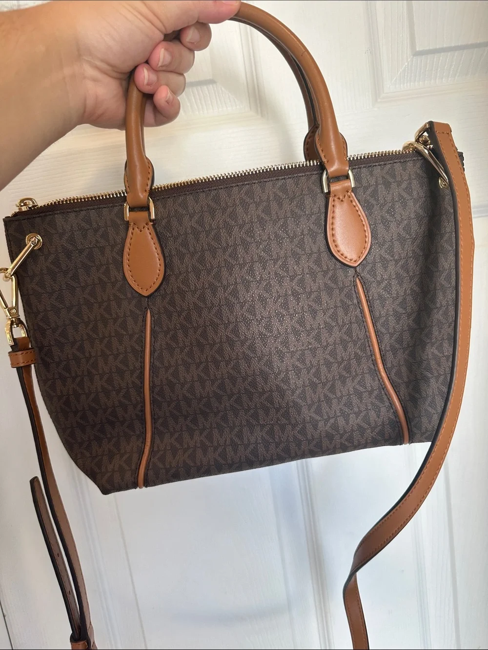 Michael Kors Brown Satchel with Tan Accents